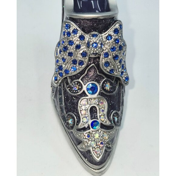 Perry Borrelli High Heel Shoe Trinket Box Rhinestones, enameled & Hinged Lid - Picture 3 of 6